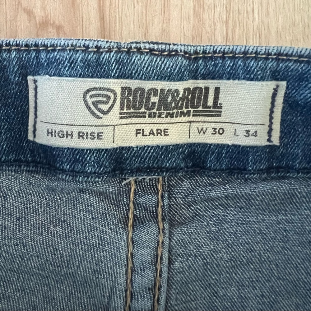 Rock & Roll Denim High Rise Flare Jean Pants - Picture 3 of 9